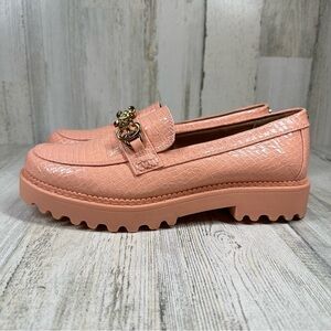 Circus by Sam Edelman Textured Pink Loafers with Gold Chain